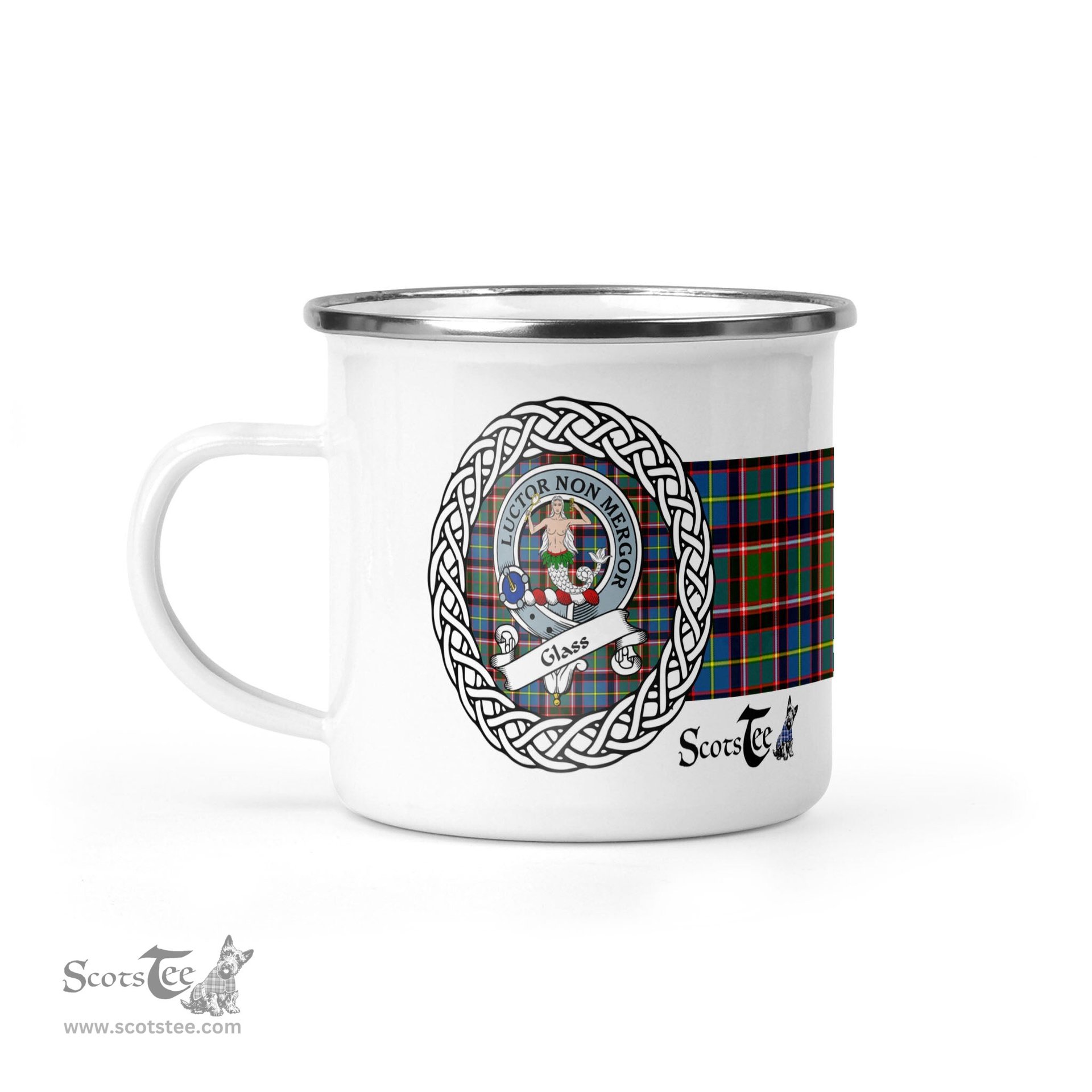 Scotstee Shop Tartan Plaid Camping Mug, Tartan Campfire Mugs, camping coffee mug Glass Scottish Clan Tartan Crest Badge Coffee Mug Custom Scottish Mug