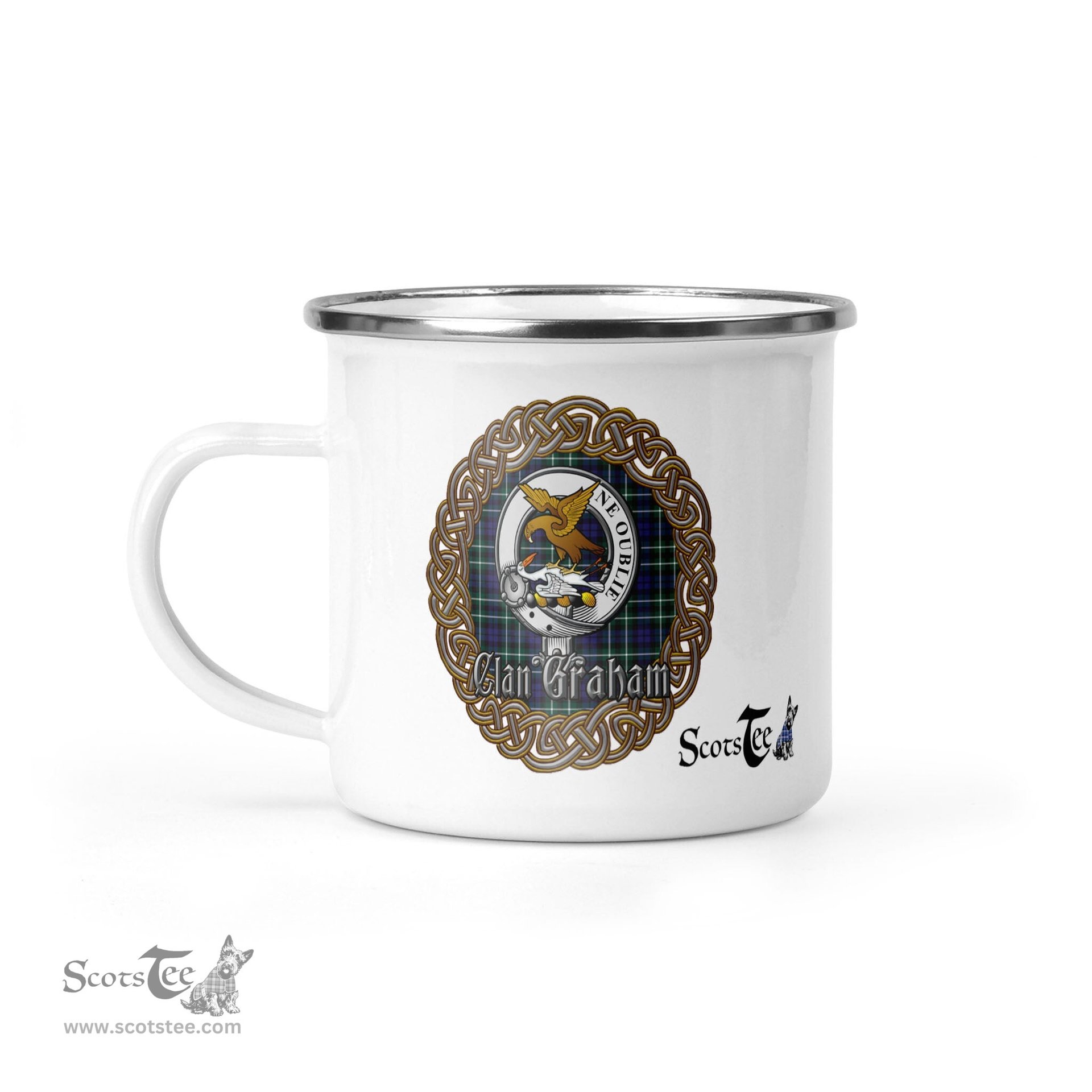 Scotstee Shop Tartan Plaid Camping Mug, Tartan Campfire Mugs, camping coffee mug Graham Celtic Circle