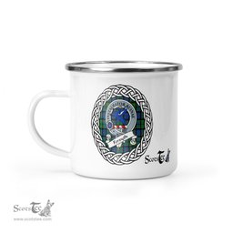 Scotstee Shop Tartan Plaid Camping Mug, Tartan Campfire Mugs, camping coffee mug Forsyth Scottish Clan Tartan Crest Badge