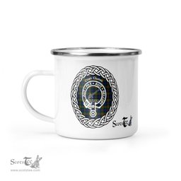 Scotstee Shop Tartan Plaid Camping Mug, Tartan Campfire Mugs, camping coffee mug Gunn Clan Tartan Crest Badge