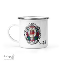 Scotstee Shop Tartan Plaid Camping Mug, Tartan Campfire Mugs, camping coffee mug Auchinleck Scottish Clan Tartan Crest Badge
