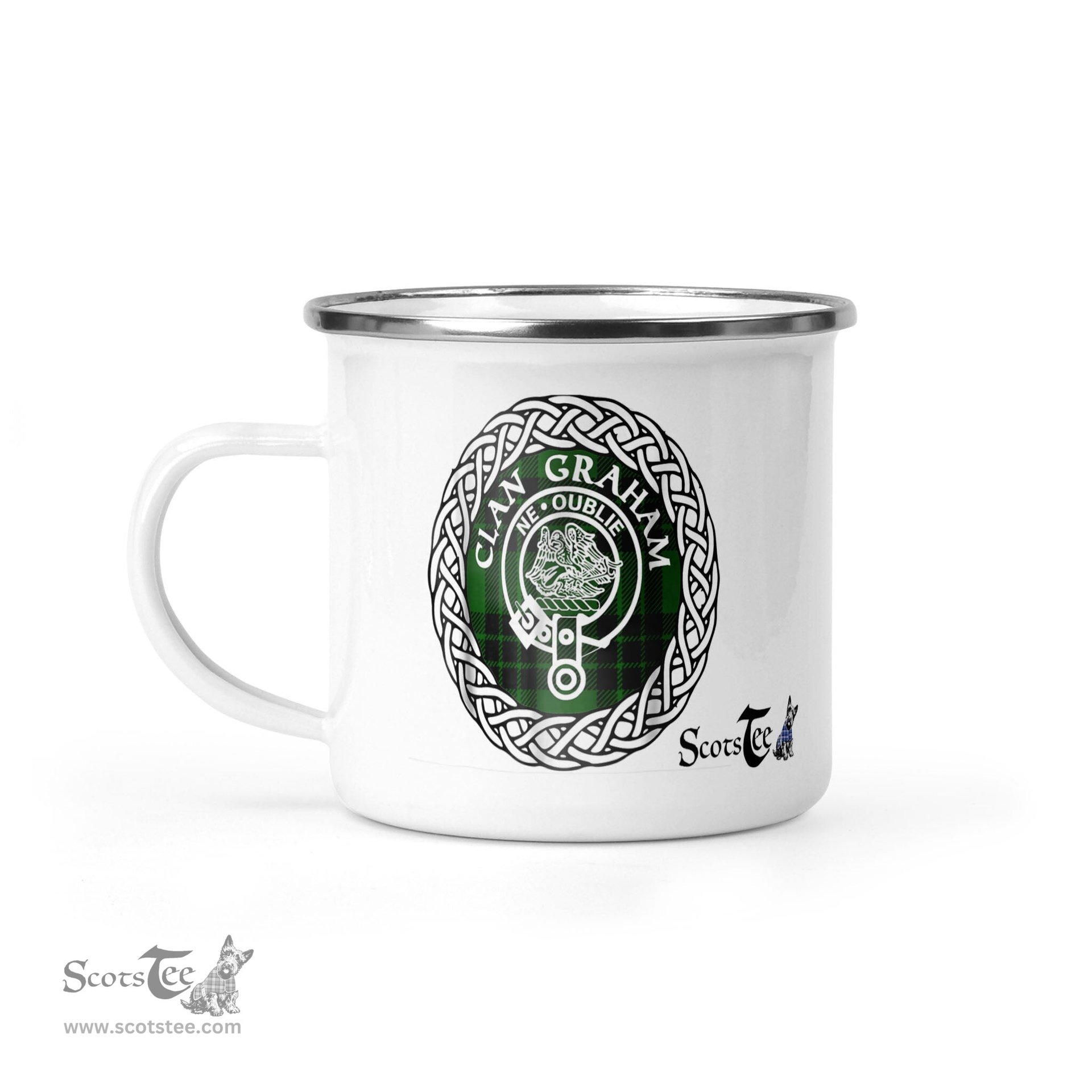 Scotstee Shop Tartan Plaid Camping Mug, Tartan Campfire Mugs, camping coffee mug Graham Modern Clan Tartan Crest Badge