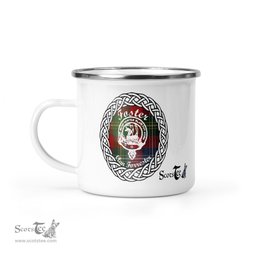 Scotstee Shop Tartan Plaid Camping Mug, Tartan Campfire Mugs, camping coffee mug Foster Scottish Clan Tartan Crest Badge