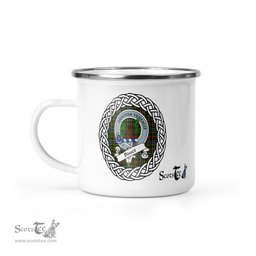 Scotstee Shop Tartan Plaid Camping Mug, Tartan Campfire Mugs, camping coffee mug Bisset Scottish Clan Tartan Crest Badge