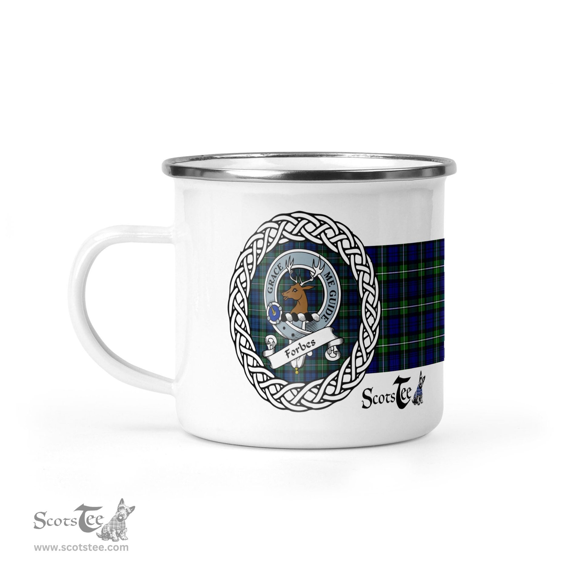 Scotstee Shop Tartan Plaid Camping Mug, Tartan Campfire Mugs, camping coffee mug Forbes Scottish Clan Tartan Crest Badge Coffee Mug Custom Scottish Mug
