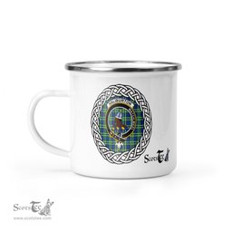 Scotstee Shop Tartan Plaid Camping Mug, Tartan Campfire Mugs, camping coffee mug Haliburton Scottish Clan Tartan Crest Badge