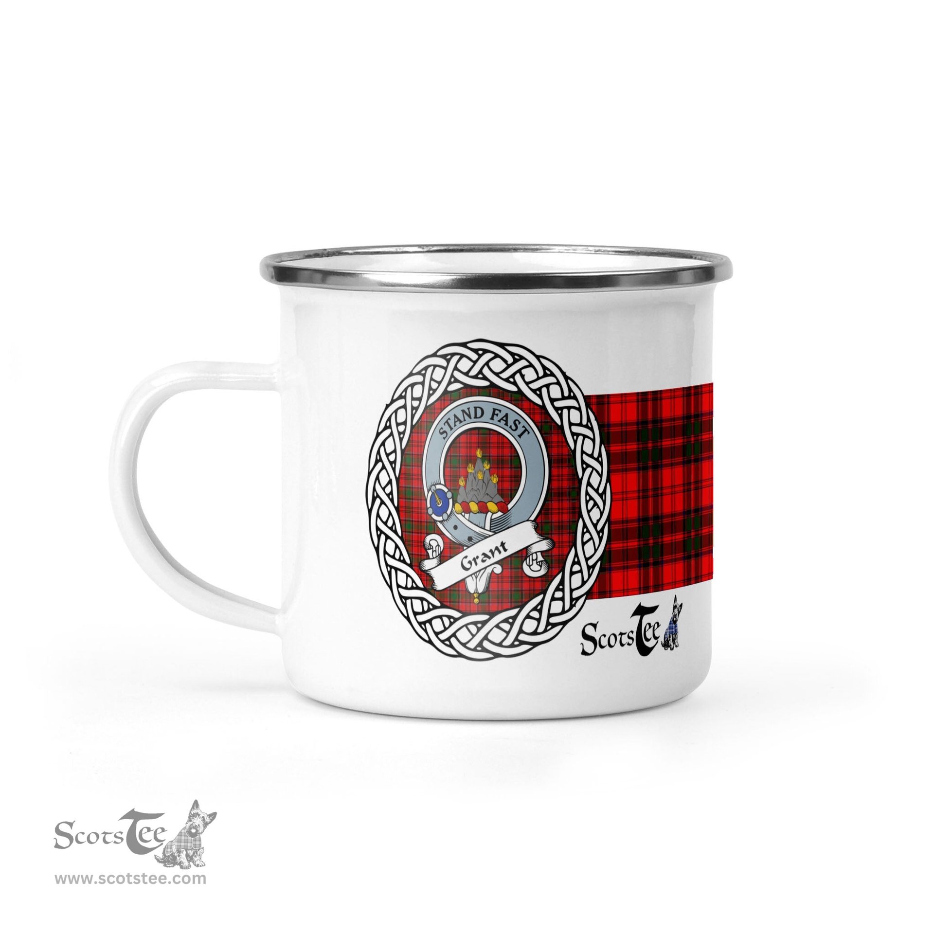 Scotstee Shop Tartan Plaid Camping Mug, Tartan Campfire Mugs, camping coffee mug Grant Scottish Clan Tartan Crest Badge Coffee Mug Custom Scottish Mug