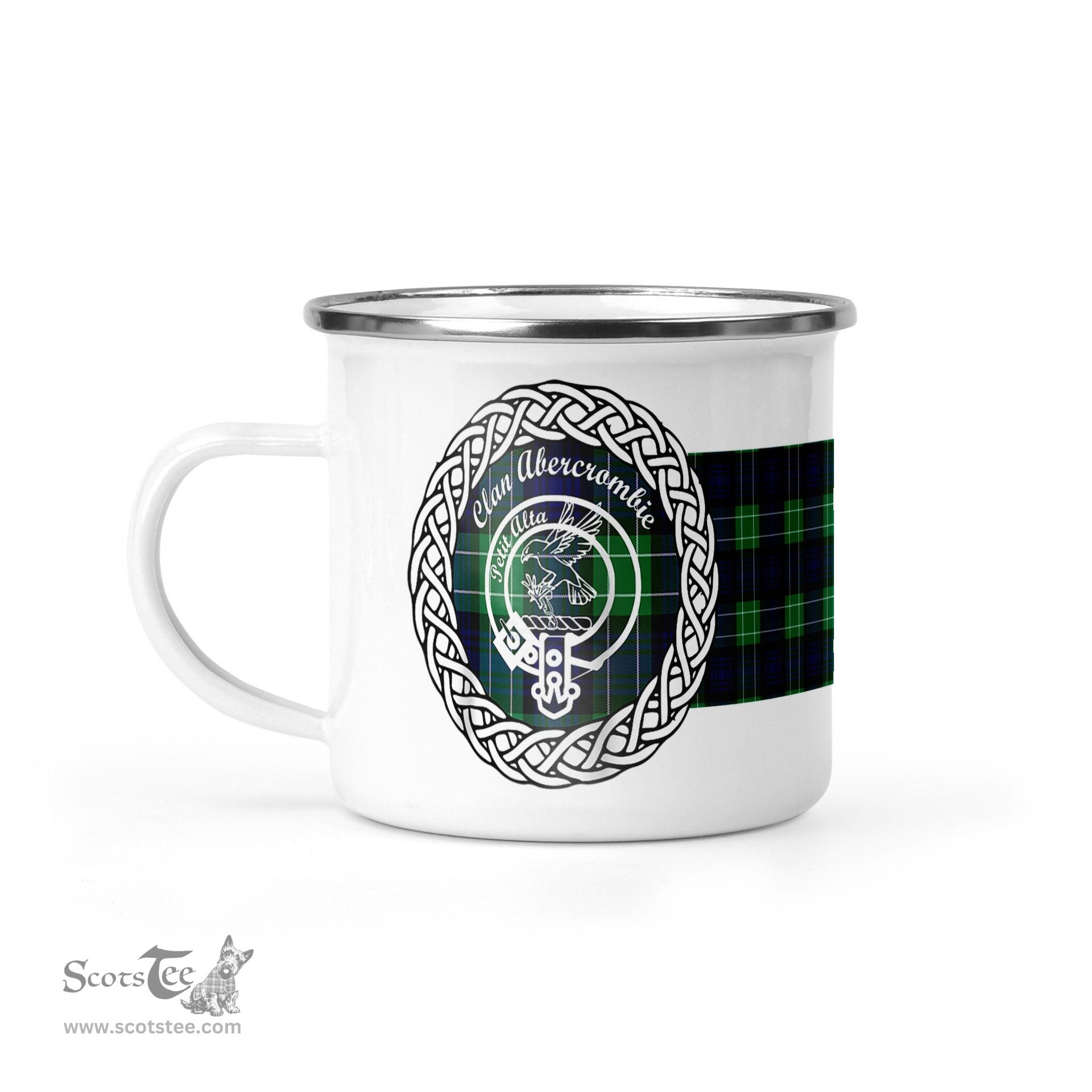 Scotstee Shop Tartan Plaid Camping Mug, Tartan Campfire Mugs, camping coffee mug Abercrombie Scottish Clan Tartan Badge Coffee Mug Custom Scottish Mug