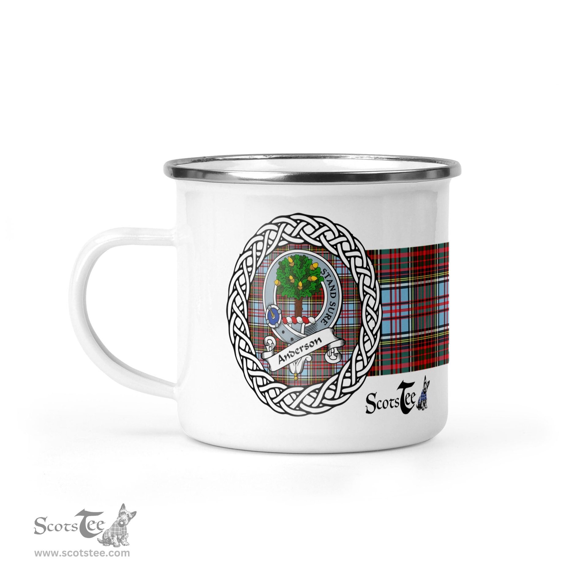 Scotstee Shop Tartan Plaid Camping Mug, Tartan Campfire Mugs, camping coffee mug Anderson Scottish Clan Tartan Crest Badge Coffee Mug Custom Scottish Mug