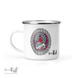Scotstee Shop Tartan Plaid Camping Mug, Tartan Campfire Mugs, camping coffee mug Crawford Scottish Clan Tartan Crest Badge
