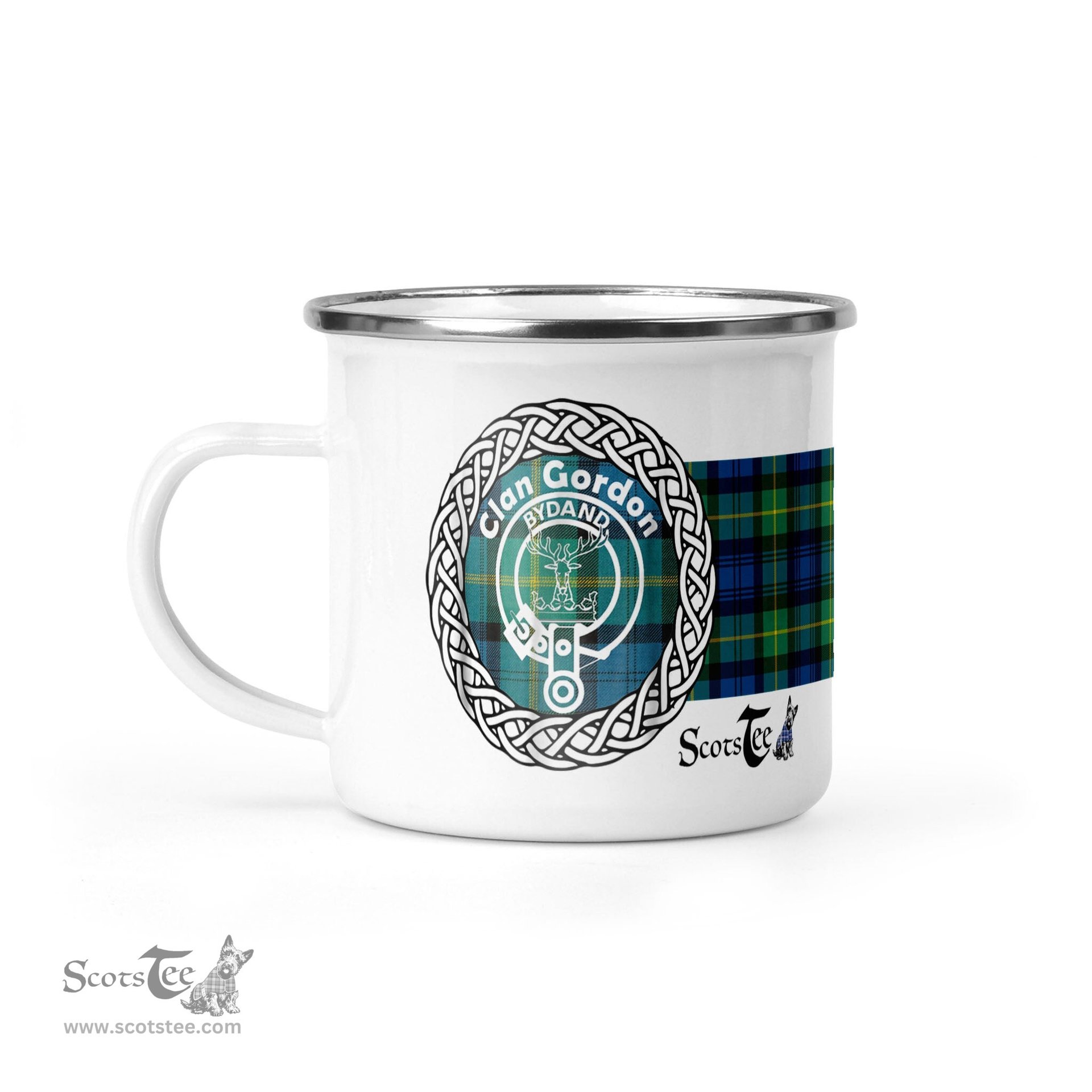 Scotstee Shop Tartan Plaid Camping Mug, Tartan Campfire Mugs, camping coffee mug Gordon Ancient Clan Tartan Crest Badge Coffee Mug Custom Scottish Mug