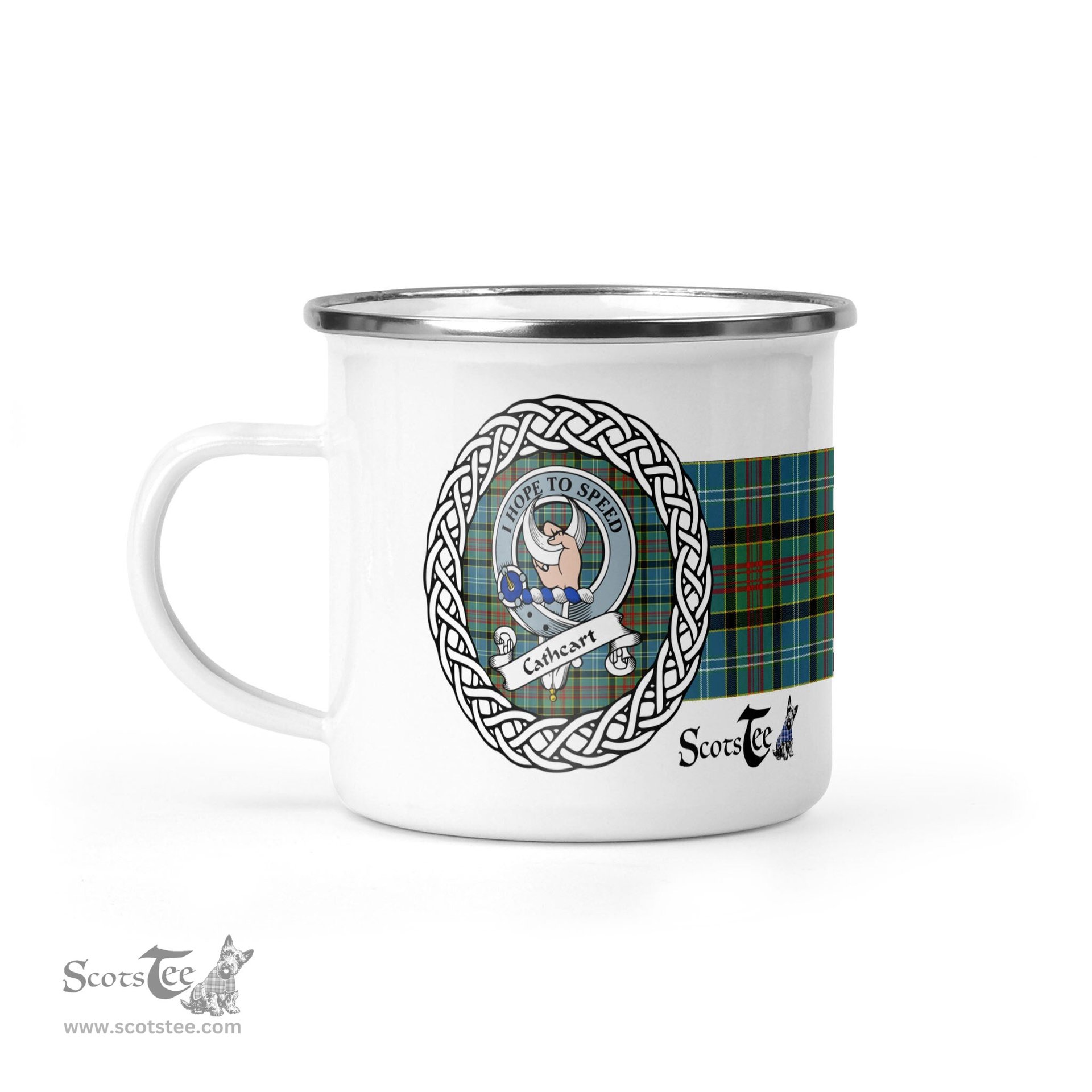 Scotstee Shop Tartan Plaid Camping Mug, Tartan Campfire Mugs, camping coffee mug Cathcart Scottish Clan Tartan Crest Badge Coffee Mug Custom Scottish Mug