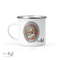 Scotstee Shop Tartan Plaid Camping Mug, Tartan Campfire Mugs, camping coffee mug Gibson Scottish Clan Tartan Crest Badge