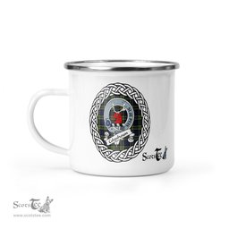Scotstee Shop Tartan Plaid Camping Mug, Tartan Campfire Mugs, camping coffee mug Colquhoun Scottish Clan Tartan Crest Badge