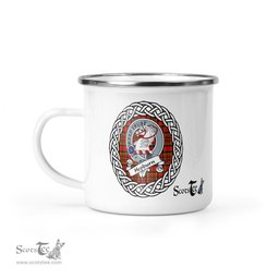 Scotstee Shop Tartan Plaid Camping Mug, Tartan Campfire Mugs, camping coffee mug Hepburn Scottish Clan Tartan Crest Badge