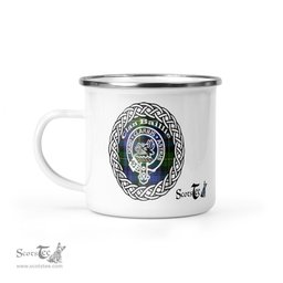 Scotstee Shop Tartan Plaid Camping Mug, Tartan Campfire Mugs, camping coffee mug Baillie Scottish Clan Tartan Crest Badge