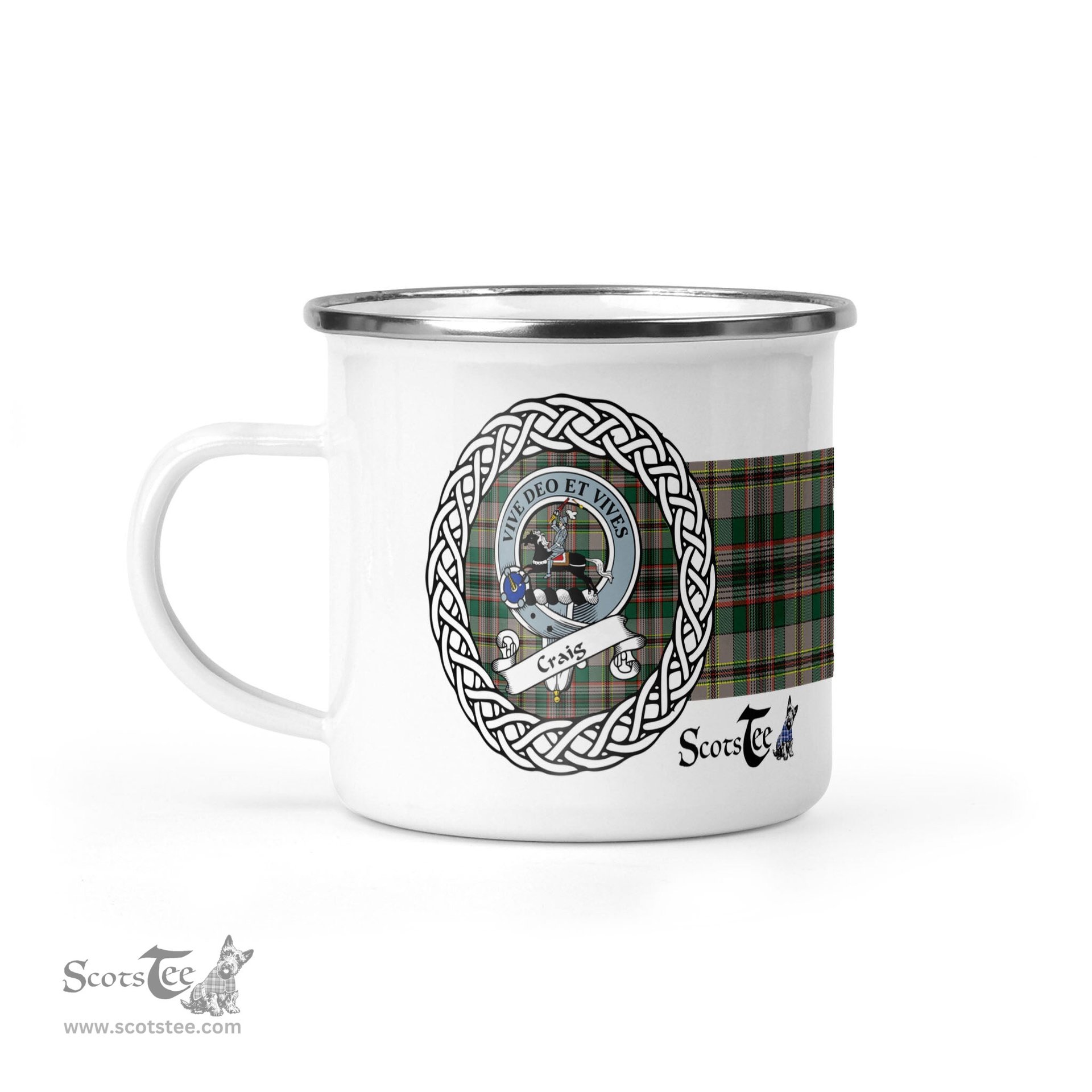 Scotstee Shop Tartan Plaid Camping Mug, Tartan Campfire Mugs, camping coffee mug Craig Scottish Clan Tartan Crest Badge Coffee Mug Custom Scottish Mug