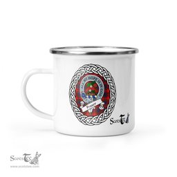 Scotstee Shop Tartan Plaid Camping Mug, Tartan Campfire Mugs, camping coffee mug Fraser Scottish Clan Tartan Crest Badge