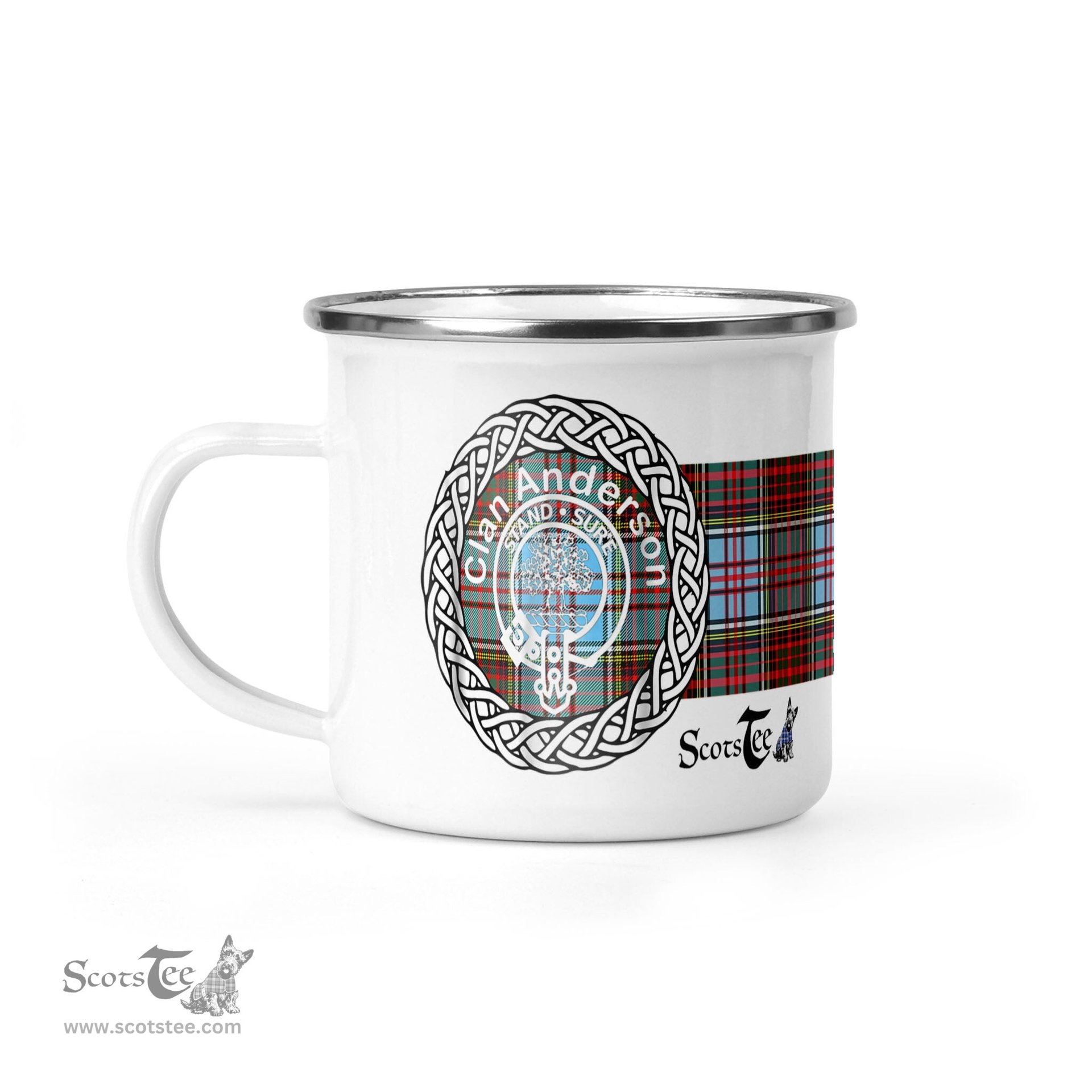 Scotstee Shop Tartan Plaid Camping Mug, Tartan Campfire Mugs, camping coffee mug Anderson Scottish Clan Tartan Badge Coffee Mug Custom Scottish Mug