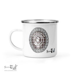 Scotstee Shop Tartan Plaid Camping Mug, Tartan Campfire Mugs, camping coffee mug Borthwick Clan Tartan Crest Badge