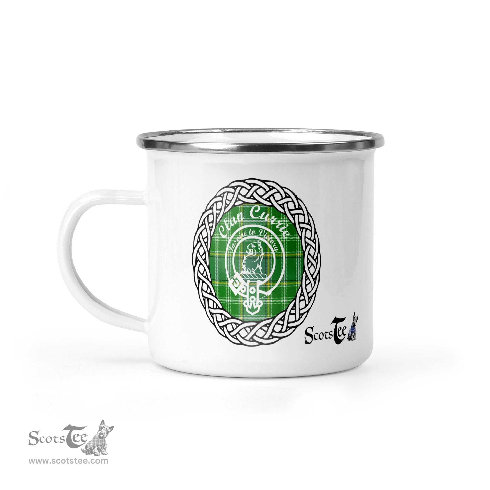 Scotstee Shop Tartan Plaid Camping Mug, Tartan Campfire Mugs, camping coffee mug Currie surname last name Scottish Tartan Crest