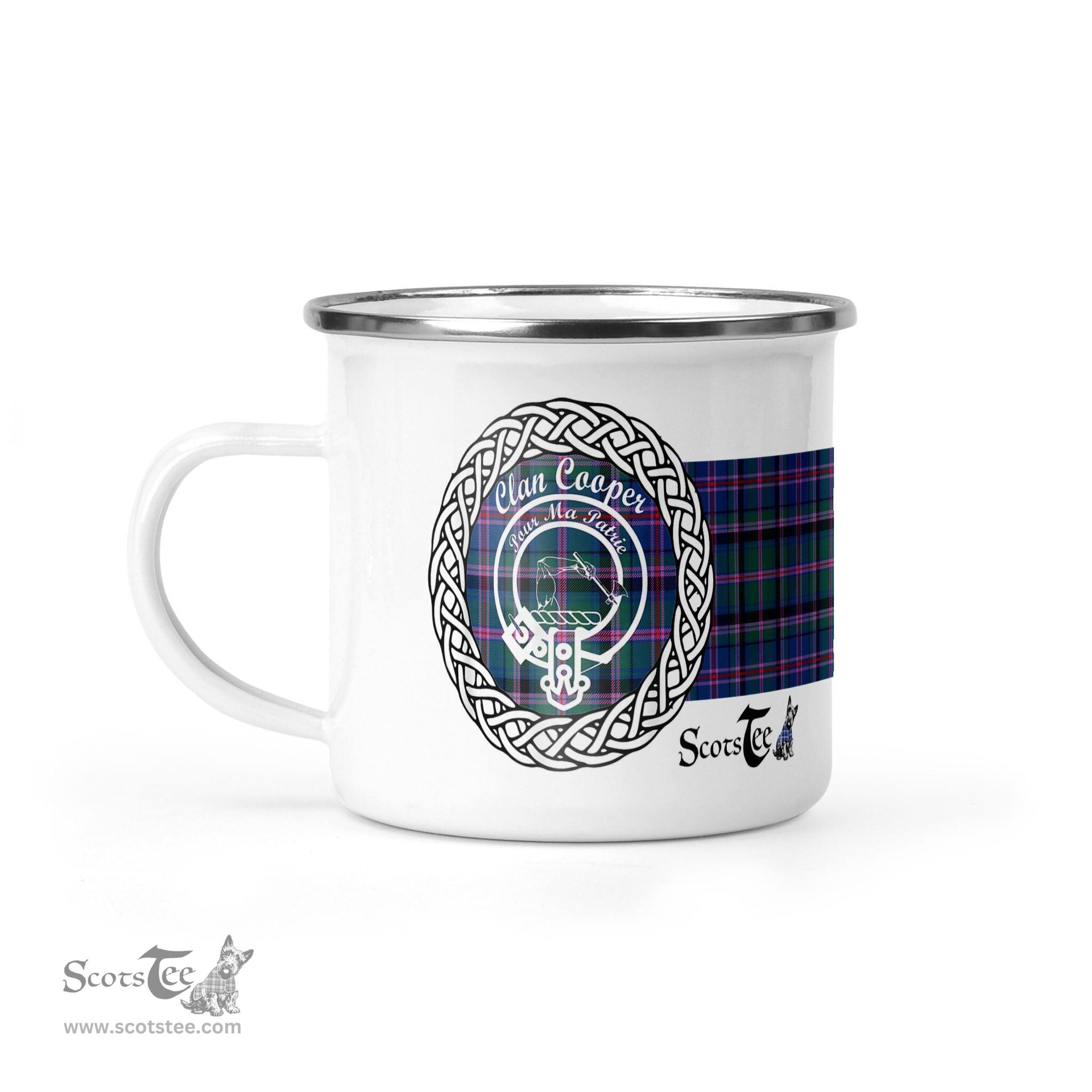 Scotstee Shop Tartan Plaid Camping Mug, Tartan Campfire Mugs, camping coffee mug Cooper Scottish Clan Tartan Crest Badge Coffee Mug Custom Scottish Mug