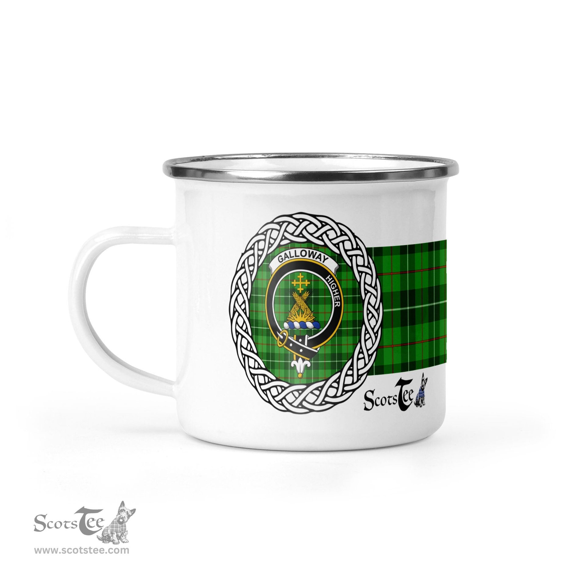 Scotstee Shop Tartan Plaid Camping Mug, Tartan Campfire Mugs, camping coffee mug Galloway Scottish Clan Tartan Crest Badge Coffee Mug Custom Scottish Mug