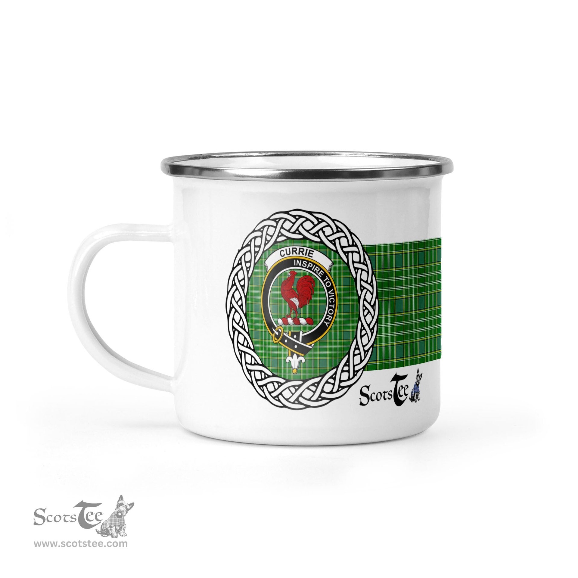 Scotstee Shop Tartan Plaid Camping Mug, Tartan Campfire Mugs, camping coffee mug Currie Scottish Clan Tartan Crest Badge Coffee Mug Custom Scottish Mug