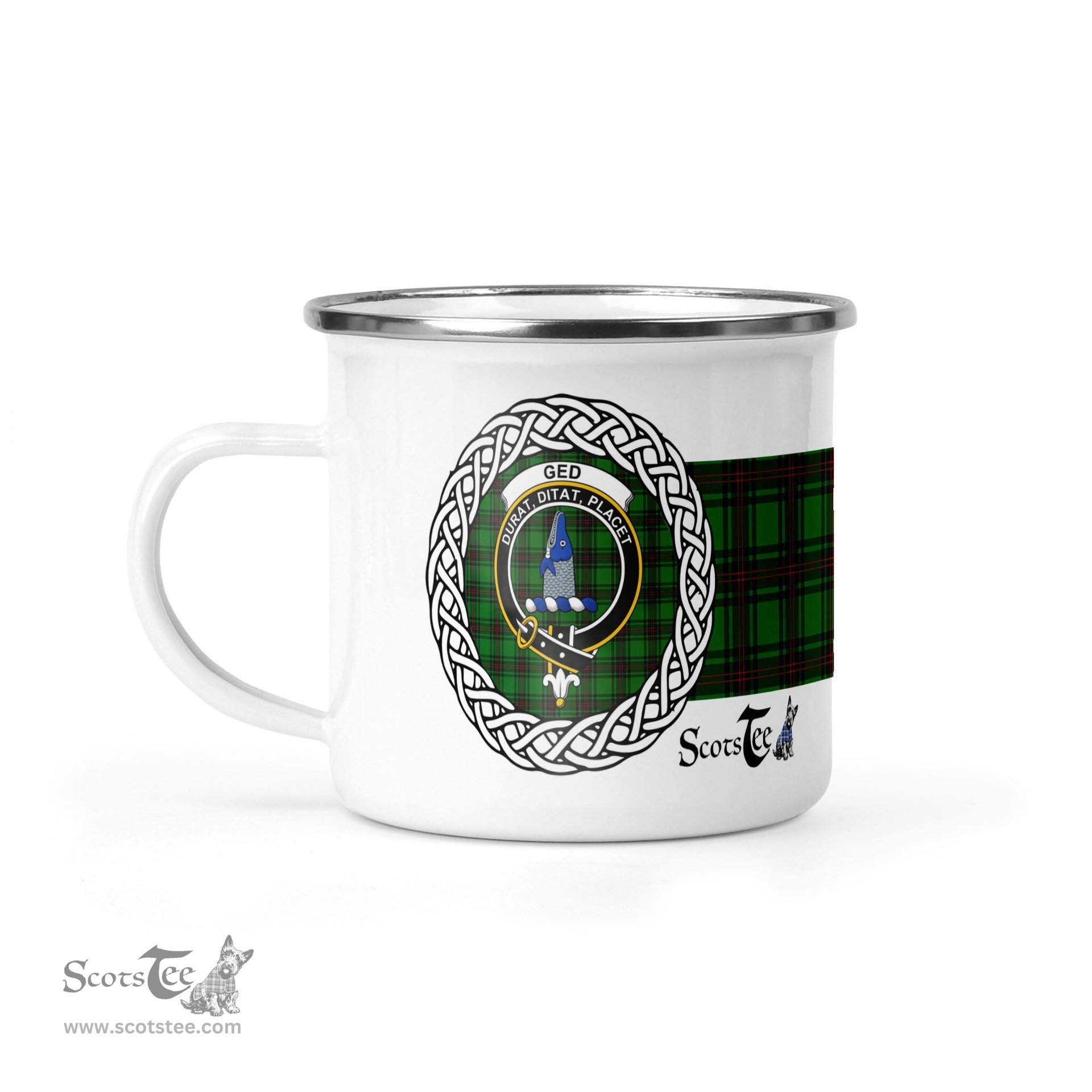 Scotstee Shop Tartan Plaid Camping Mug, Tartan Campfire Mugs, camping coffee mug Ged Scottish Clan Tartan Crest Badge Coffee Mug Custom Scottish Mug