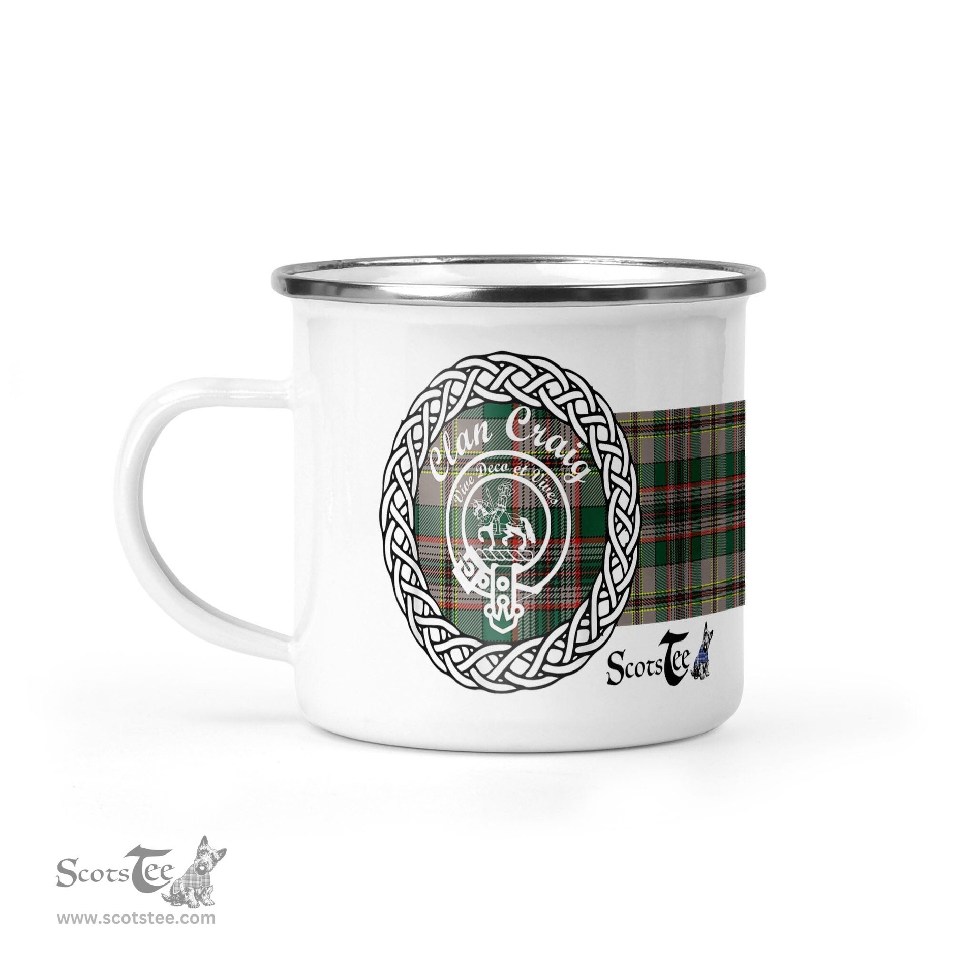Scotstee Shop Tartan Plaid Camping Mug, Tartan Campfire Mugs, camping coffee mug Craig Clan Tartan Crest Badge Coffee Mug Custom Scottish Mug