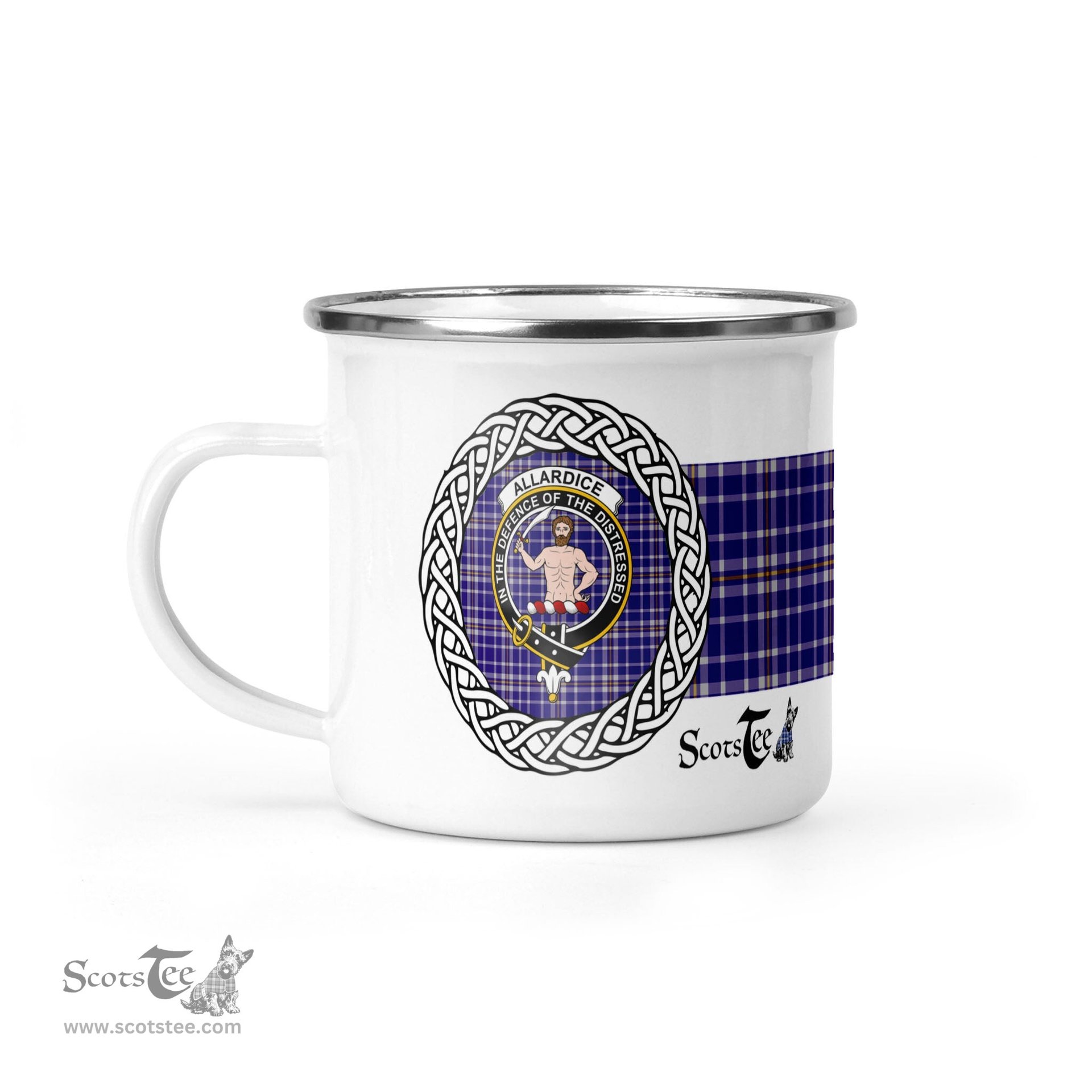 Scotstee Shop Tartan Plaid Camping Mug, Tartan Campfire Mugs, camping coffee mug Allardice Scottish Clan Tartan Badge Coffee Mug Custom Scottish Mug