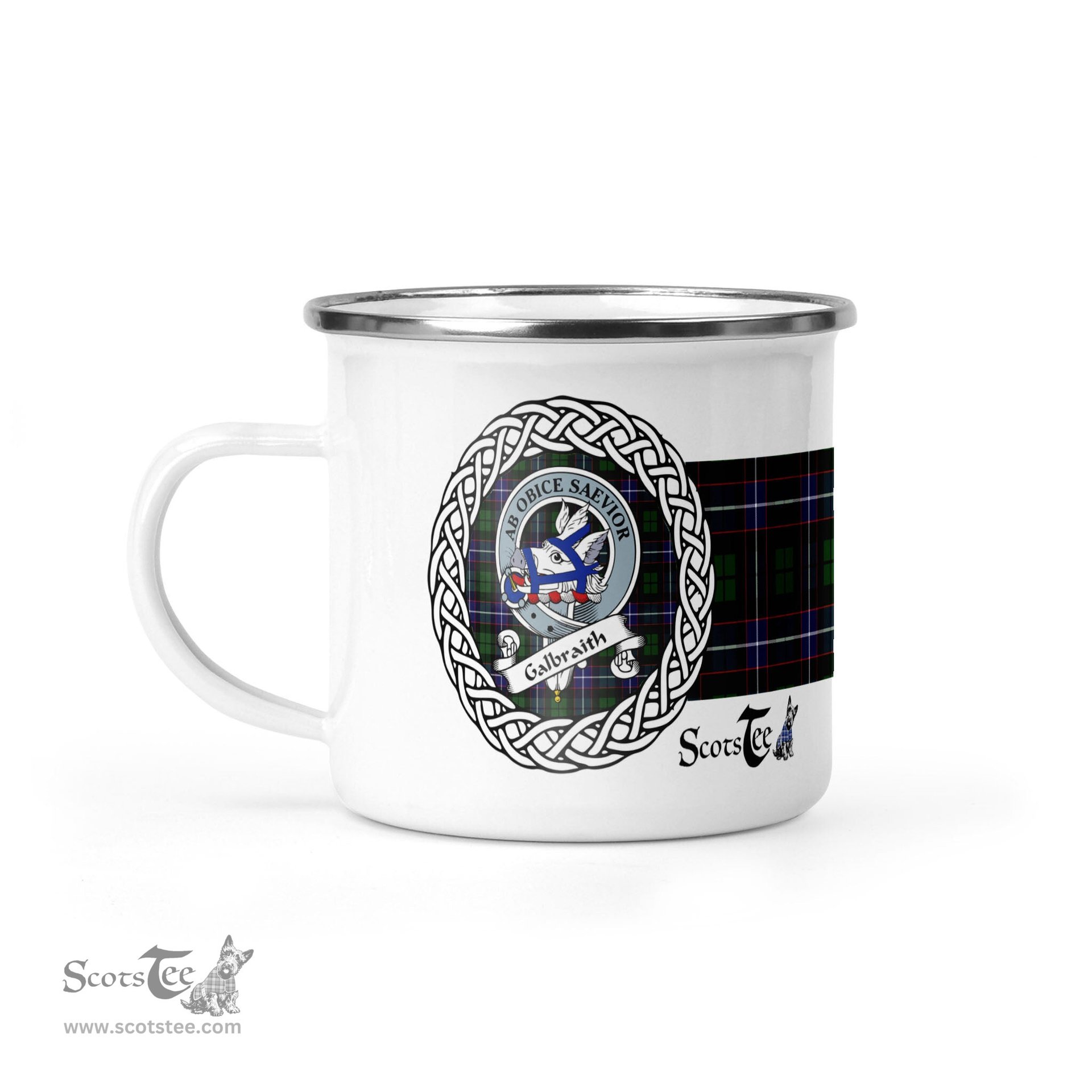 Scotstee Shop Tartan Plaid Camping Mug, Tartan Campfire Mugs, camping coffee mug Galbraith Scottish Clan Tartan Crest Badge Coffee Mug Custom Scottish Mug