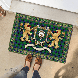 Scottish Monteith Clan Tartan Badge Rampant Lion Tartan Plaid Doormat Scottish Plaid Tartan Plaid - ScotsTee - scotstee.com