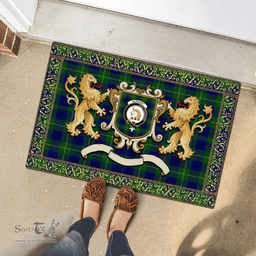 Scottish Oliphant Clan Tartan Badge Rampant Lion Tartan Plaid Doormat Scottish Plaid Tartan Plaid - ScotsTee - scotstee.com