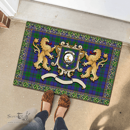 Scottish Strachan Clan Tartan Badge Rampant Lion Tartan Plaid Doormat Scottish Plaid Tartan Plaid - ScotsTee - scotstee.com