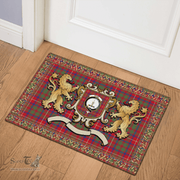 Scottish Shaw Of Tordarroch Clan Tartan Badge Rampant Lion Tartan Plaid Doormat Scottish Plaid Tartan Plaid - ScotsTee - scotstee.com