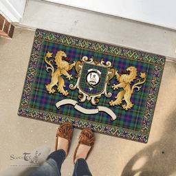 Scottish Wood Clan Tartan Badge Rampant Lion Tartan Plaid Doormat Scottish Plaid Tartan Plaid - ScotsTee - scotstee.com
