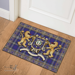 Scottish Kinnaird Clan Tartan Badge Rampant Lion Tartan Plaid Doormat Scottish Plaid Tartan Plaid - ScotsTee - scotstee.com
