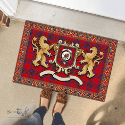 Scottish Leslie Clan Tartan Badge Rampant Lion Tartan Plaid Doormat Scottish Plaid Tartan Plaid - ScotsTee - scotstee.com