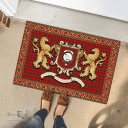 Scottish Heron Clan Tartan Badge Rampant Lion Tartan Plaid Doormat Scottish Plaid Tartan Plaid - ScotsTee - scotstee.com