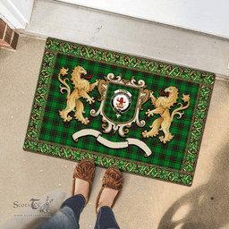 Scottish Lundin Clan Tartan Badge Rampant Lion Tartan Plaid Doormat Scottish Plaid Tartan Plaid - ScotsTee - scotstee.com