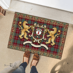 Scottish Crawford Clan Tartan Badge Rampant Lion Tartan Plaid Doormat Scottish Plaid Tartan Plaid - ScotsTee - scotstee.com