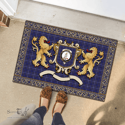 Scottish Fleming Clan Tartan Badge Rampant Lion Tartan Plaid Doormat Scottish Plaid Tartan Plaid - ScotsTee - scotstee.com