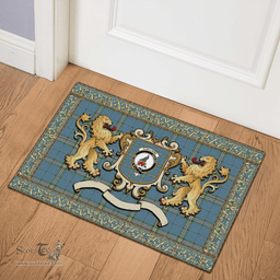Scottish Clelland Clan Tartan Badge Rampant Lion Tartan Plaid Doormat Scottish Plaid Tartan Plaid - ScotsTee - scotstee.com
