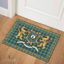 Scottish Haliburton Clan Tartan Badge Rampant Lion Tartan Plaid Doormat Scottish Plaid Tartan Plaid - ScotsTee - scotstee.com