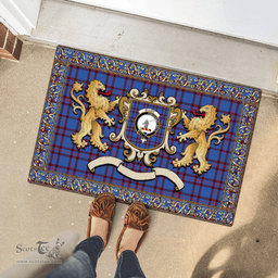 Scottish Elliot Clan Tartan Badge Rampant Lion Tartan Plaid Doormat Scottish Plaid Tartan Plaid - ScotsTee - scotstee.com
