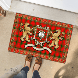 Scottish Macquarrie Clan Tartan Badge Rampant Lion Tartan Plaid Doormat Scottish Plaid Tartan Plaid - ScotsTee - scotstee.com