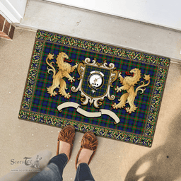 Scottish Gunn Clan Tartan Badge Rampant Lion Tartan Plaid Doormat Scottish Plaid Tartan Plaid - ScotsTee - scotstee.com