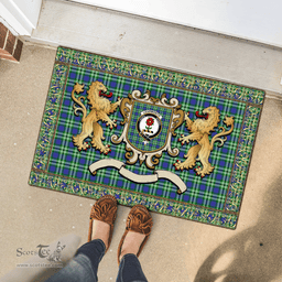Scottish Learmonth Clan Tartan Badge Rampant Lion Tartan Plaid Doormat Scottish Plaid Tartan Plaid - ScotsTee - scotstee.com