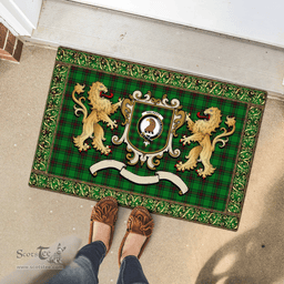 Scottish Halkett Clan Tartan Badge Rampant Lion Tartan Plaid Doormat Scottish Plaid Tartan Plaid - ScotsTee - scotstee.com